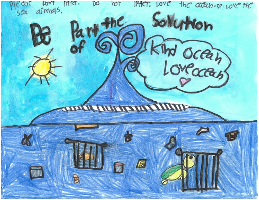 A children's drawing of the ocean.