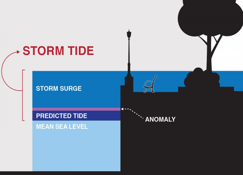 An infographic depicting a storm tide.