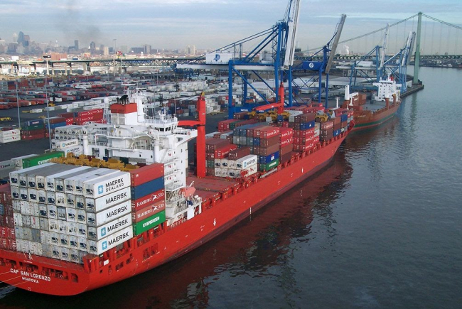 A container ship.