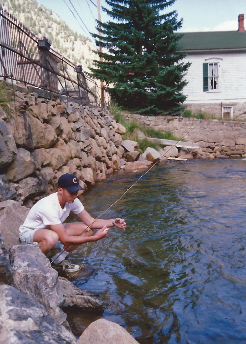 A person fishing. 