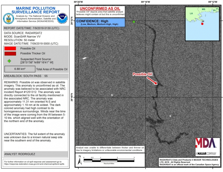 A black and white map labeling a spot of "possible oil." 