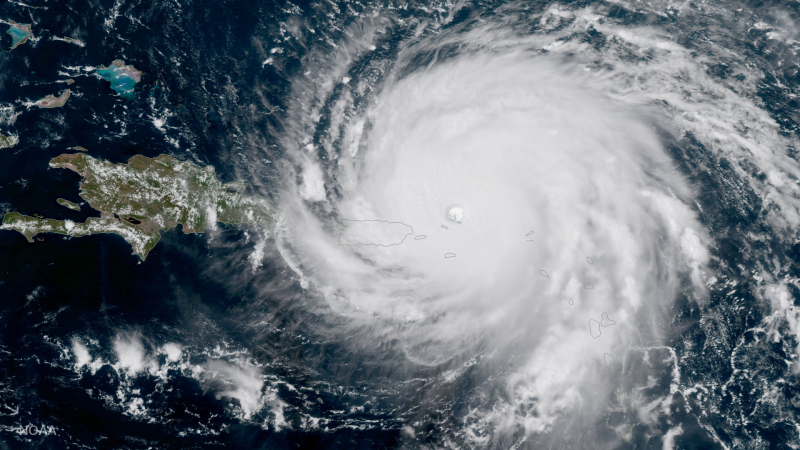 A satellite image of a hurricane.