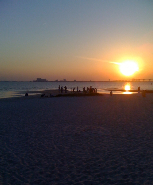 A sunset on a beach. 