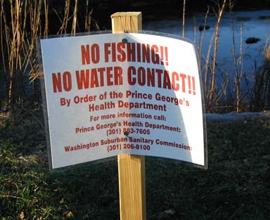 A fish advisory sign. 