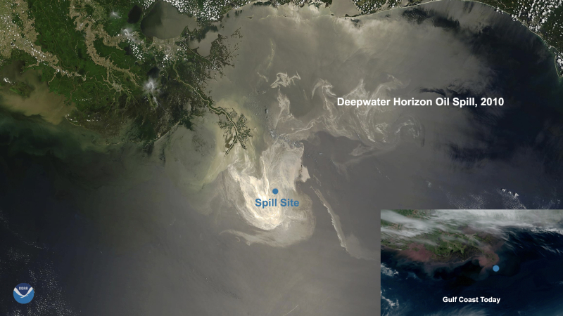 A satellite graphic of an oil spill.