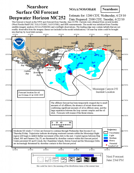 Sample trajectory map from the response to the Deepwater Horizon oil spill.