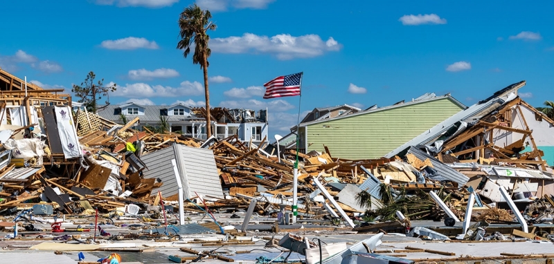 Hurricane debris and wreckage.