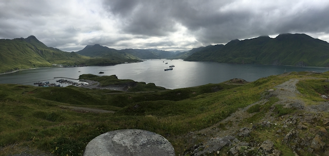 A landscape with a body of water.