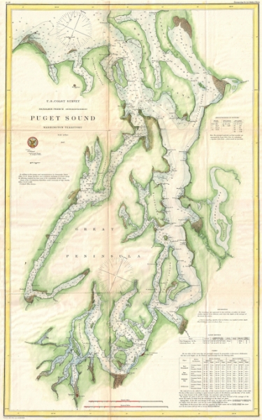 A map of Puget Sound. 