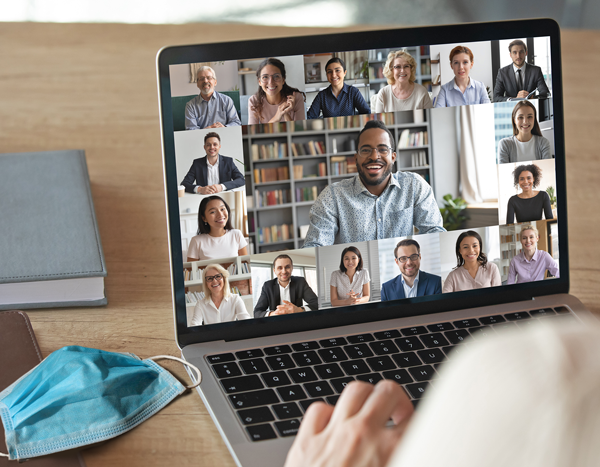 A meeting screen on a computer.