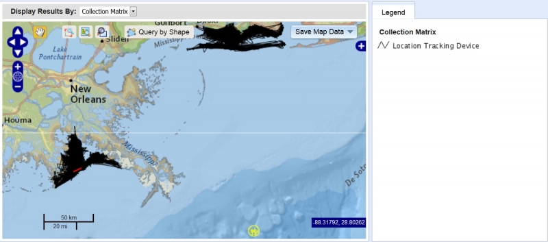 A map view of DIVER depicting tagged dolphins. 