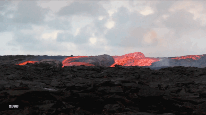 An animated image of a lava flow.