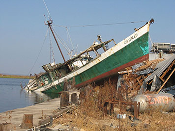 A grounded vessel.