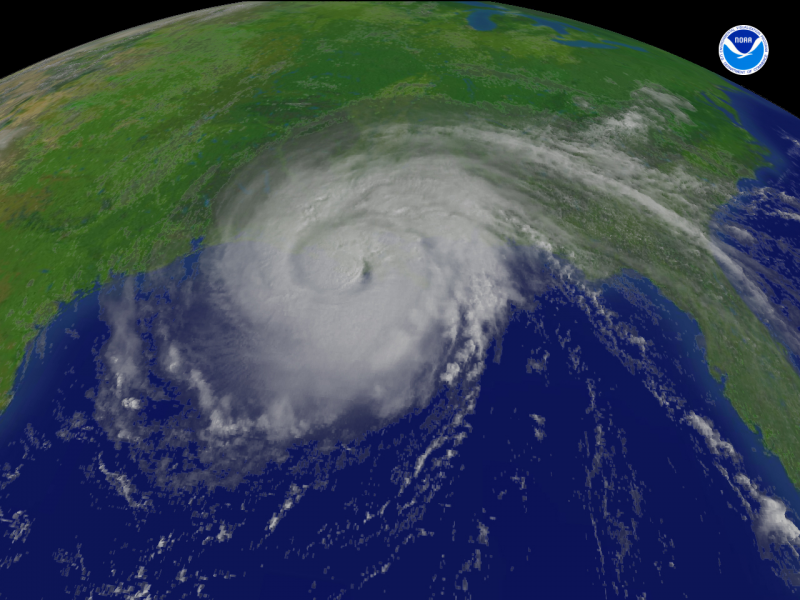 A satellite image of a hurricane.