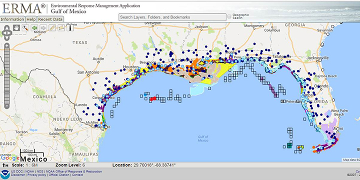 A screenshot of an ERMA map. 