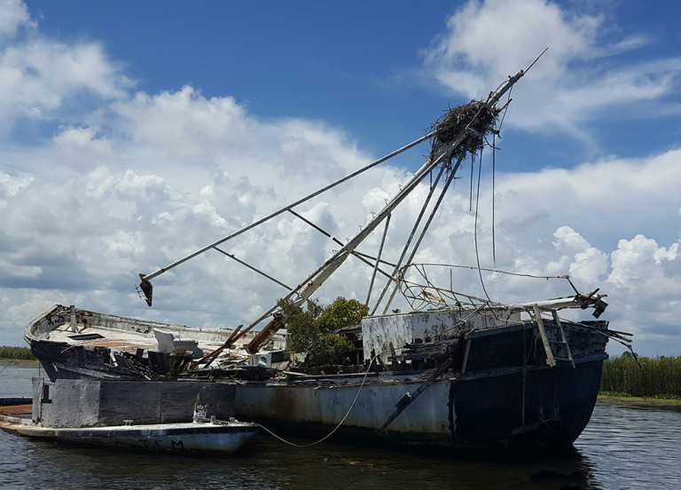 An abandoned vessel. 