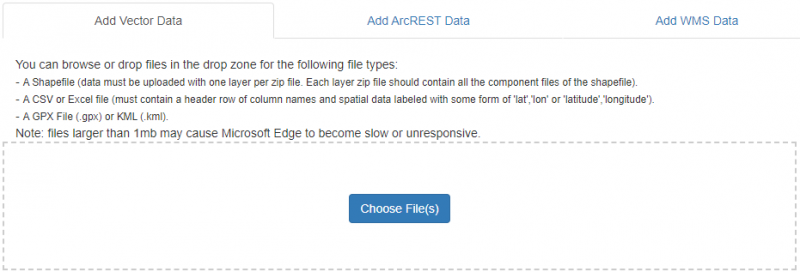 A screen shot of three tabs of data layers. 