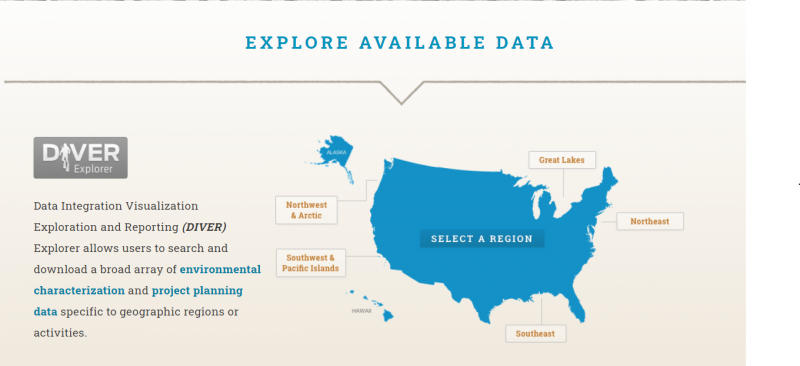 A map of the U.S. with the text "Explore the available data." 