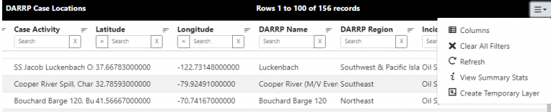 A screenshot of a screen depicting "DARRP Case Locations." 