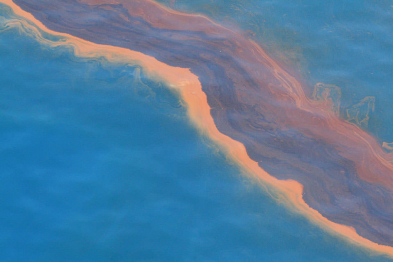 An aerial image of emulsified oil. 