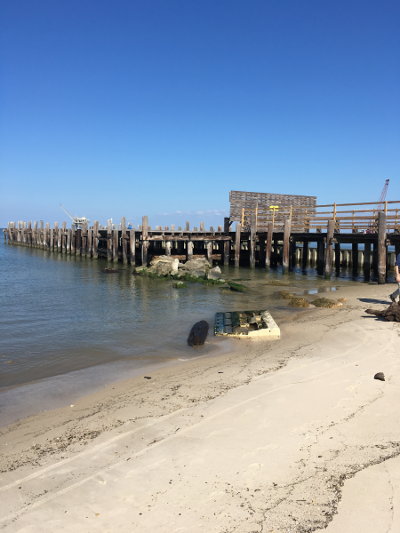 A dock area at a beach.