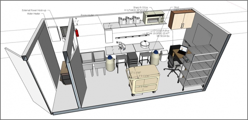A digital rendering of the mobile animal hospital design. 