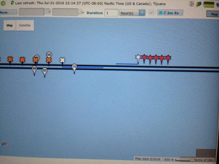 A view of the software used to track and pilot wave gliders. 