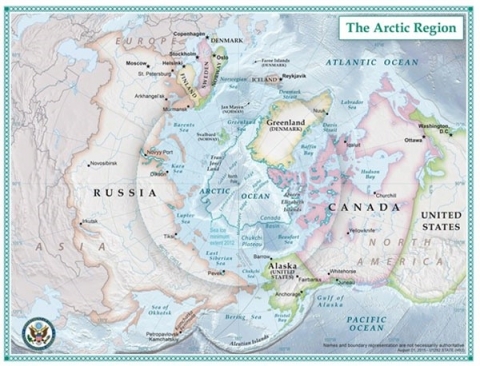 A map of the Arctic region.