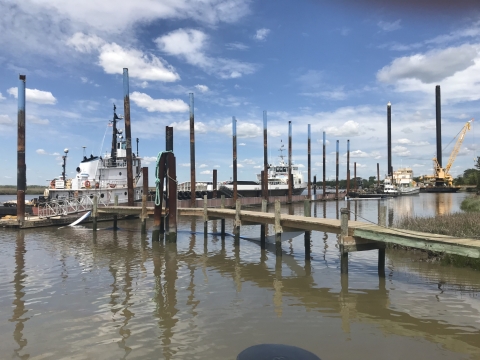 A dock/harbor area. 