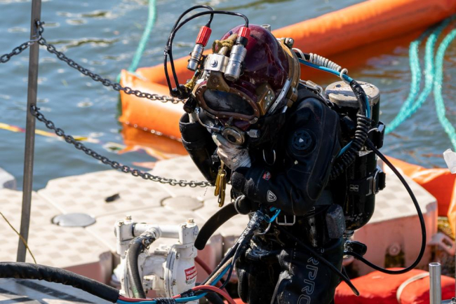 A person in diving gear.