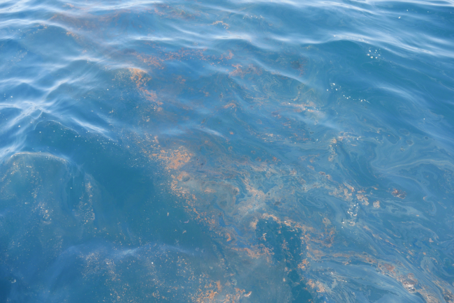  Floating oil observations during the UAS training off the coast of Santa Barbara, California shows discontinuous emulsified oil patch.