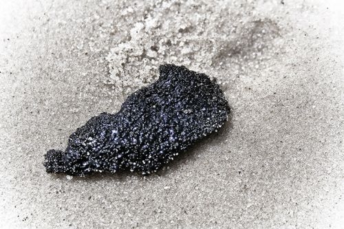 A tarball on a beach. 