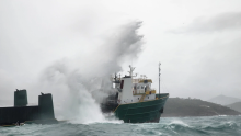 195-foot cargo vessel taking on water after it ran aground