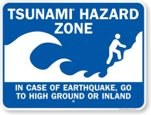 A tsunami hazard sign.