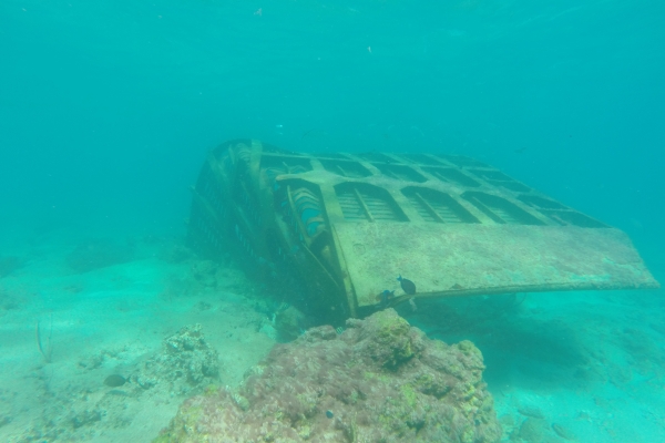 A sunken vessel. 